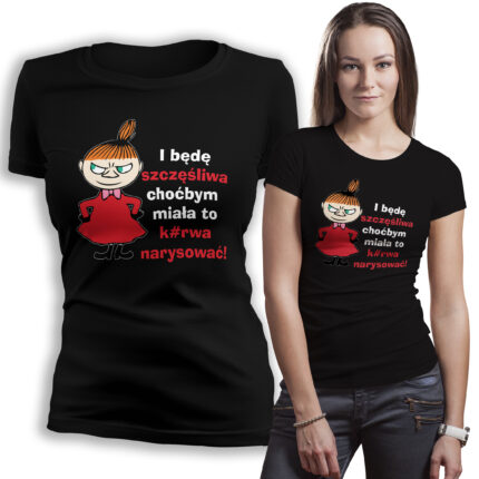 Koszulka damska Mała Mi – czarna, zabawna koszulka z kultową postacią, która doda energii i stylu każdej stylizacji. Poczuj się wyjątkowo!