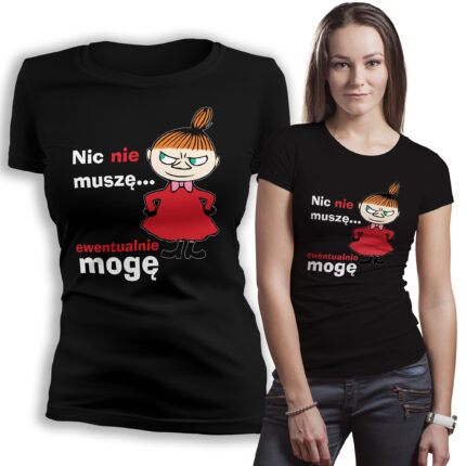 Koszulka damska Mała Mi – czarna, zabawna koszulka z kultową postacią, która doda energii i stylu każdej stylizacji. Poczuj się wyjątkowo!