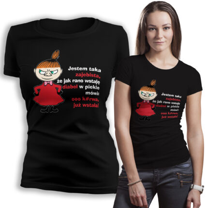 Koszulka damska Mała Mi – czarna, zabawna koszulka z kultową postacią, która doda energii i stylu każdej stylizacji. Poczuj się wyjątkowo!