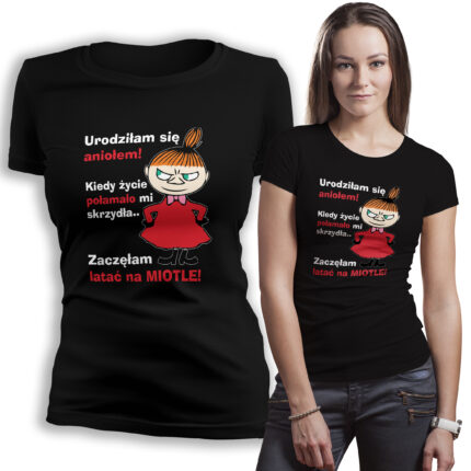 Koszulka damska Mała Mi – czarna, zabawna koszulka z kultową postacią, która doda energii i stylu każdej stylizacji. Poczuj się wyjątkowo!