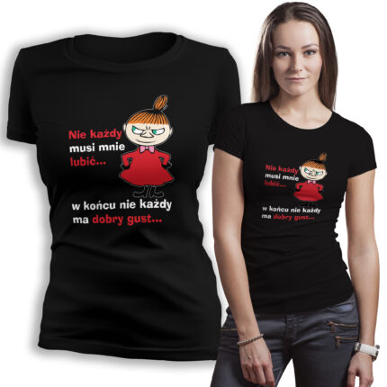 Koszulka damska Mała Mi – czarna, zabawna koszulka z kultową postacią, która doda energii i stylu każdej stylizacji. Poczuj się wyjątkowo!