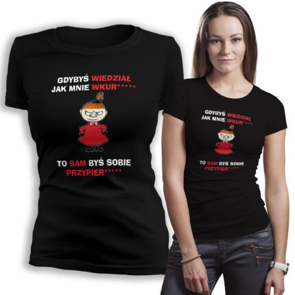 Koszulka damska Mała Mi – czarna, zabawna koszulka z kultową postacią, która doda energii i stylu każdej stylizacji. Poczuj się wyjątkowo!