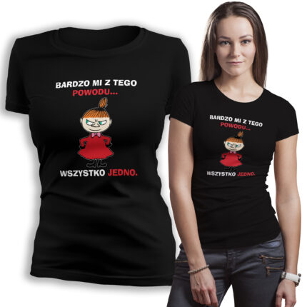 Koszulka damska Mała Mi – czarna, zabawna koszulka z kultową postacią, która doda energii i stylu każdej stylizacji. Poczuj się wyjątkowo!