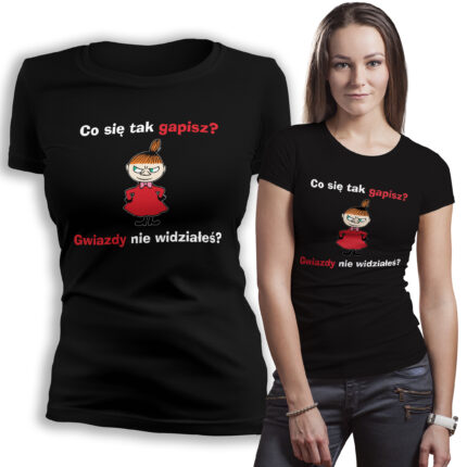 Koszulka damska Mała Mi – czarna, zabawna koszulka z kultową postacią, która doda energii i stylu każdej stylizacji. Poczuj się wyjątkowo!