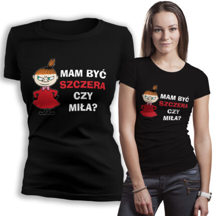 Koszulka damska Mała Mi – czarna, zabawna koszulka z kultową postacią, która doda energii i stylu każdej stylizacji. Poczuj się wyjątkowo!